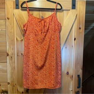 Fashion Bug Orange Floral Spaghetti Strap Camisole Dress, beachy, boho, vintage